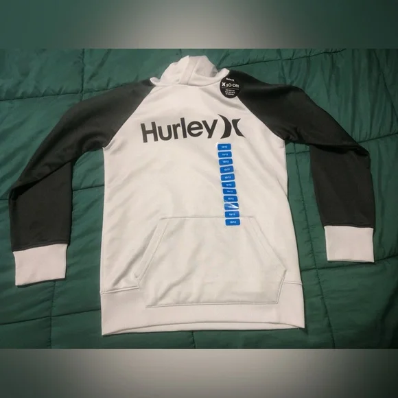 NWT Boy's HURLEY H20-Dri French Terry Solar Hoodie Size 10/12 Gray/Black - Picture 3 of 10